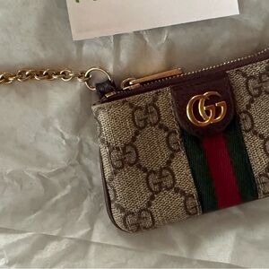 Gucci Beige and Brown GG Canvas Key Pouch